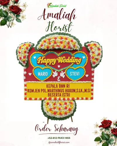 Karangan Papan Bunga Pernikahan di Gulingan